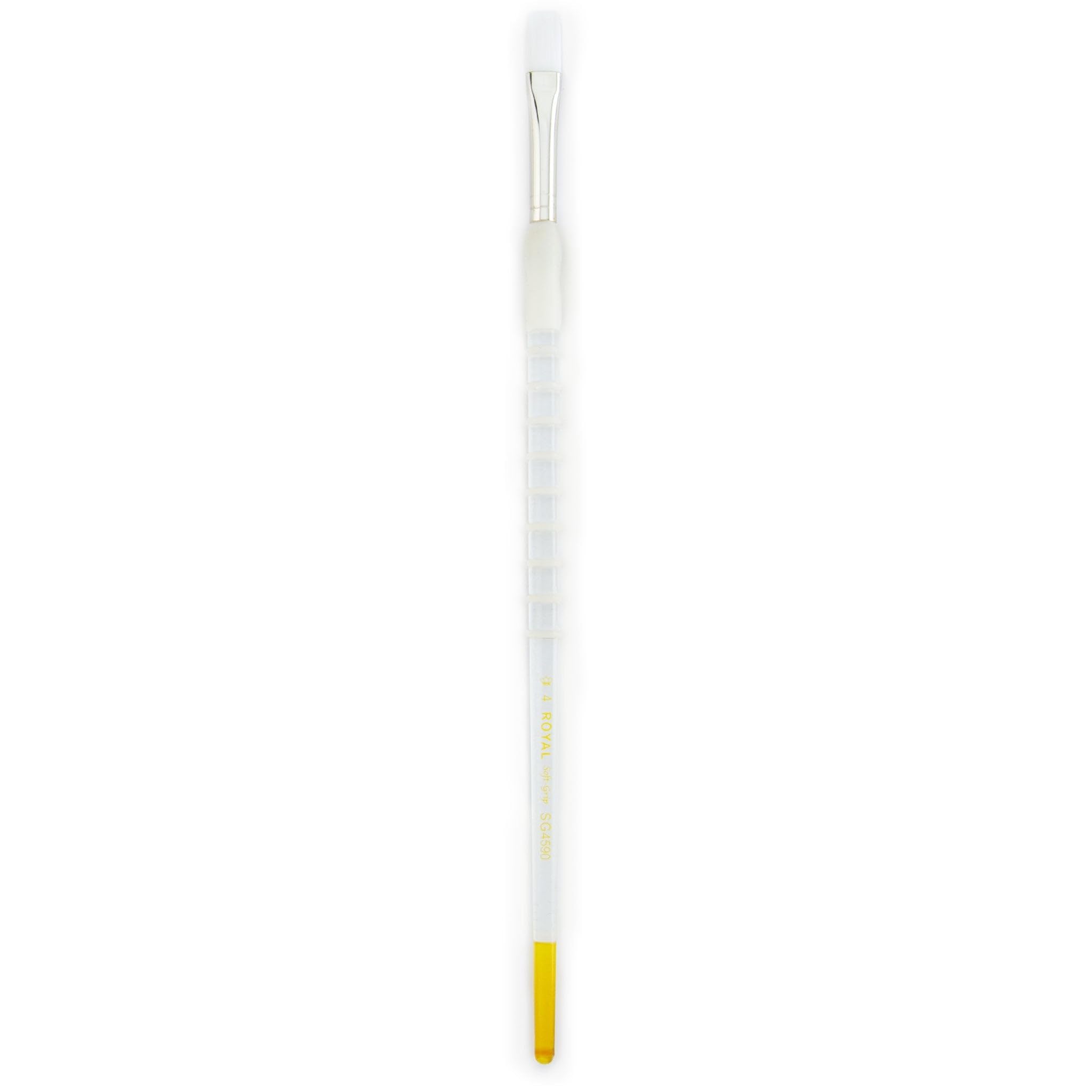 Royal Soft Grip Long Handle Snow White Flat Paint Brush - Professional Artist Brush for Acrylic, Oil & Watercolor Painting - Perfect for Canvas, Wood & Fabric Art Projects - Model Sg4590-10