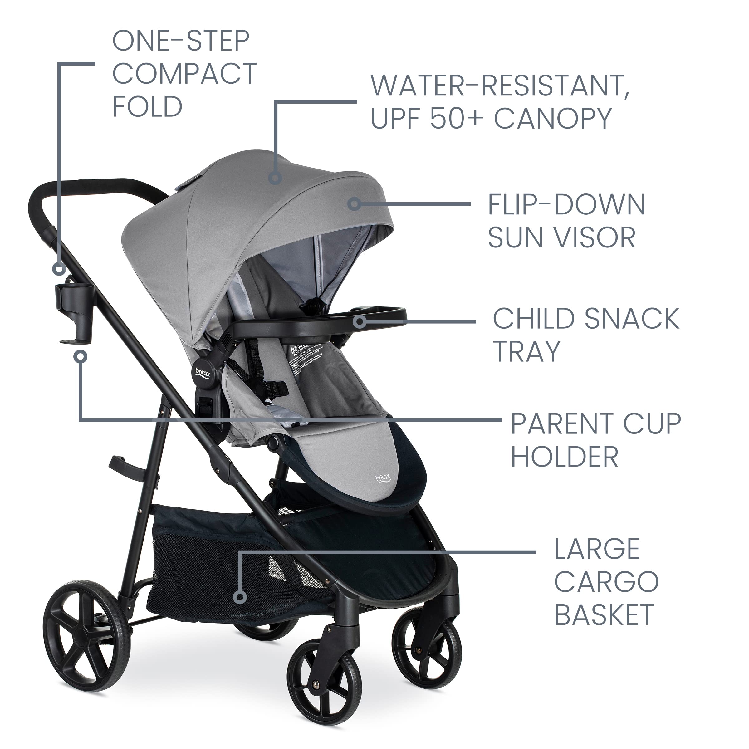 Britax Willow Brook Baby Travel System - Infant Car Seat & Stroller Combo with Aspen Base | ClickTight Technology & RightSize System | 4 Recline Positions | Graphite Glacier | Perfect for Newborns, Shopping & Family Outings