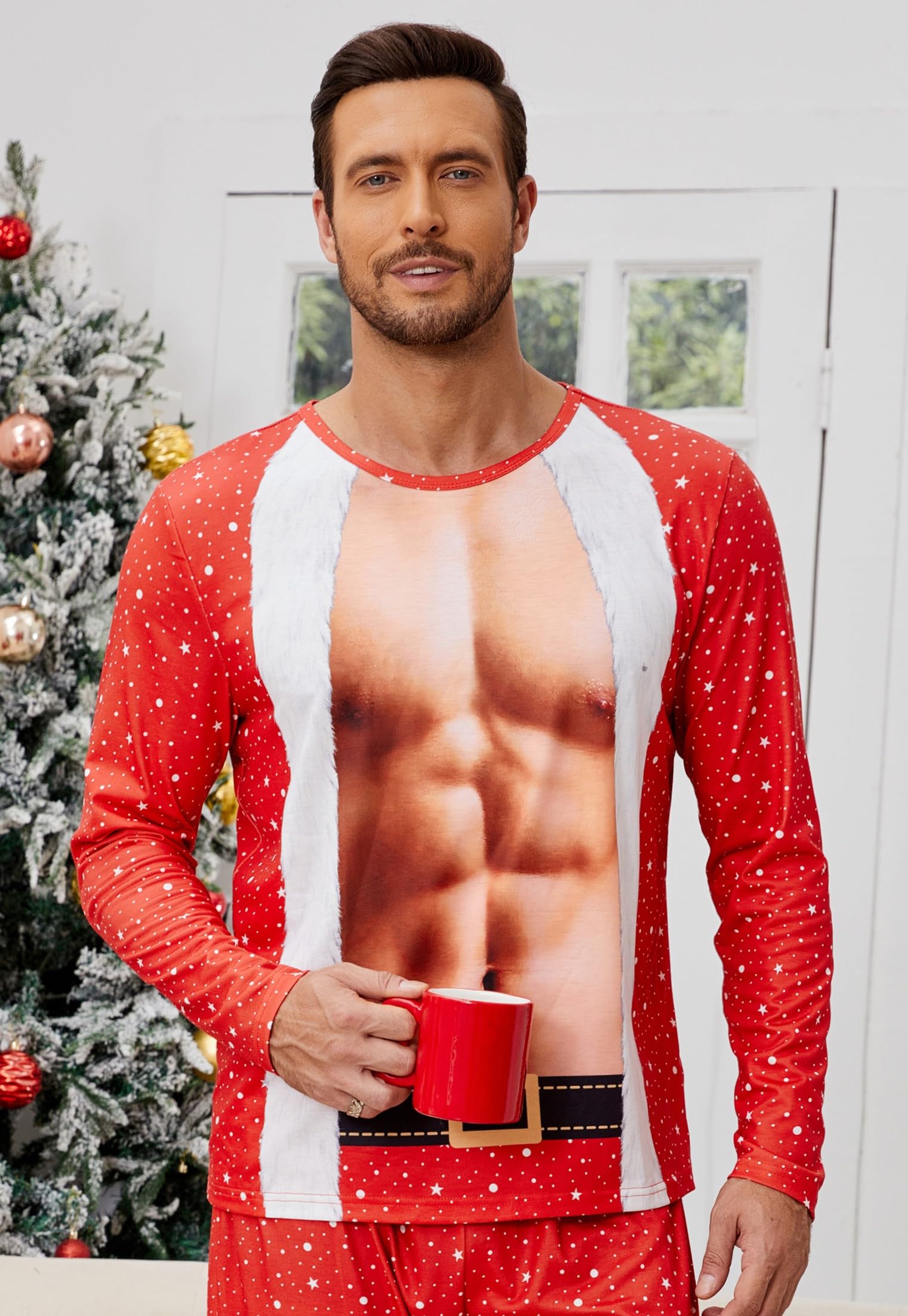 2024 Christmas Ugly Funny Print Long Sleeve T-Shirts for Women & Men - Festive Holiday Party, Family Gathering & Gift Exchange Outfits