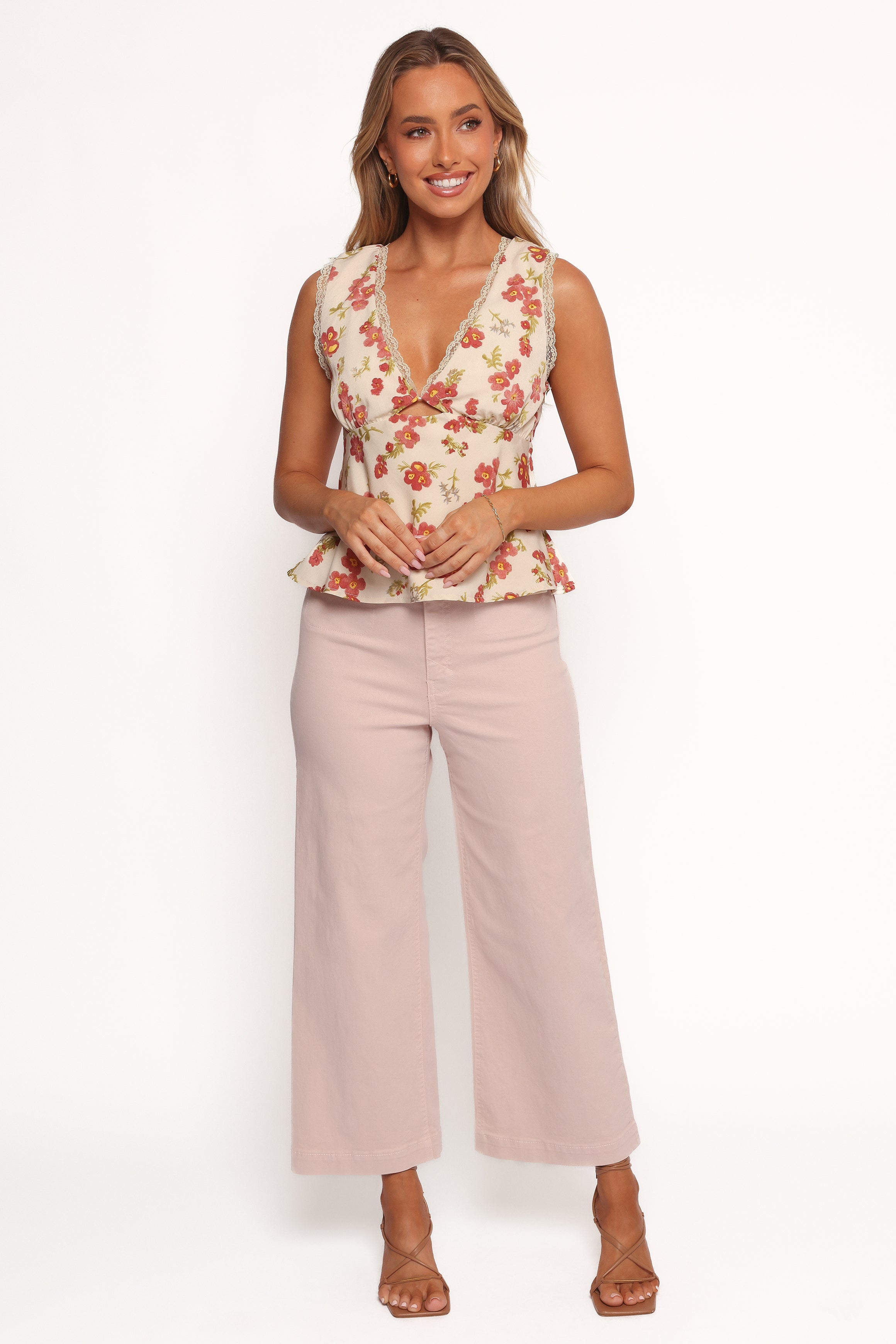 Gemma Cropped Wide Leg Jeans for Women - High Waisted Stretch Denim Pants in Sepia Rose | Casual Chic Outfits, Streetwear & Everyday Wear