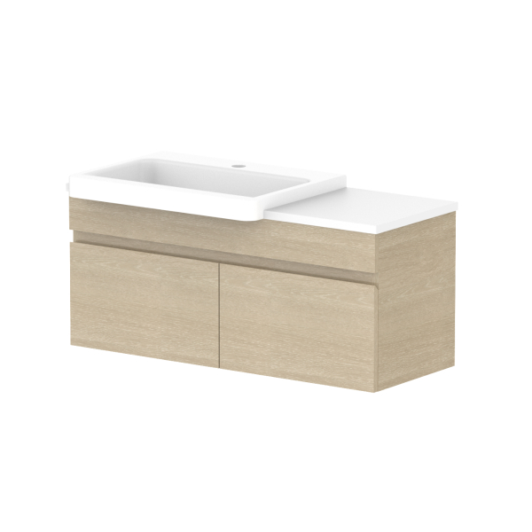 ADP Glacier Pro Semi Recessed All Door Slim Vanity with Solid Surface Top - Modern Bathroom Sink Cabinet for Small Spaces, Perfect for Apartments and Powder Rooms