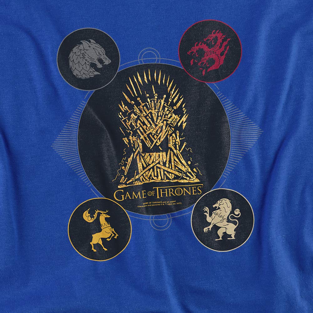 Game of Thrones 4 Houses 4 The Throne Unisex Adult T-Shirt - Royal Color, 4X-Large Size - Perfect for Cosplay, Halloween Costumes & GOT Fan Gifts