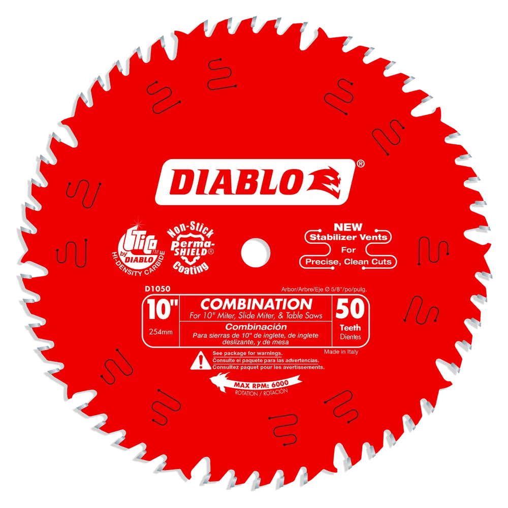 10-Inch 50-Tooth Combination Saw Blade - 6 Pack - Perfect for Woodworking, DIY Projects, and Home Renovations