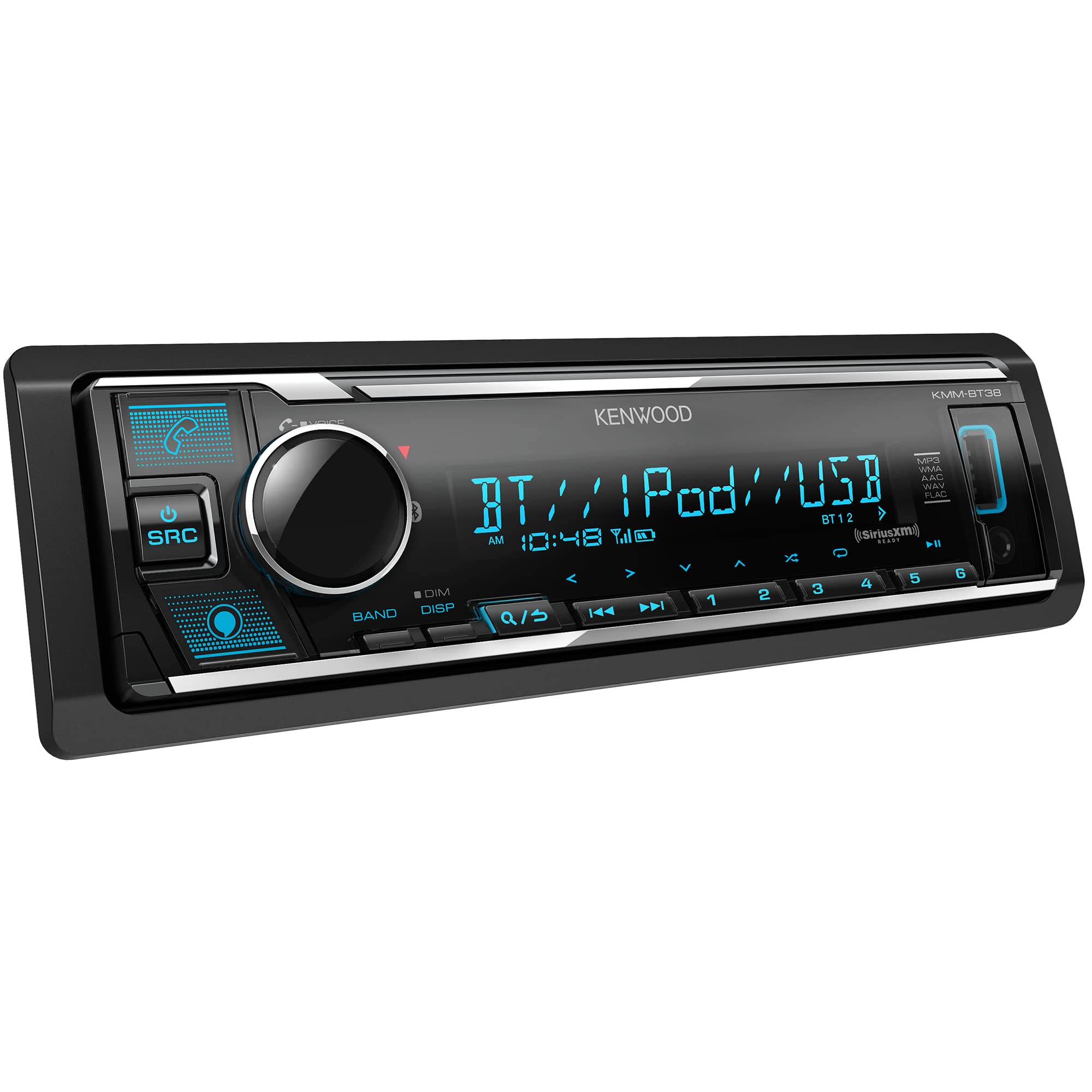 KENWOOD KMM-BT38 Bluetooth Car Stereo with USB Port & AM/FM Radio | MP3 Player | Multi-Color LCD Display | Detachable Faceplate | Built-in Amazon Alexa | SiriusXM Tuner Compatible | Perfect for Road Trips & Daily Commuting