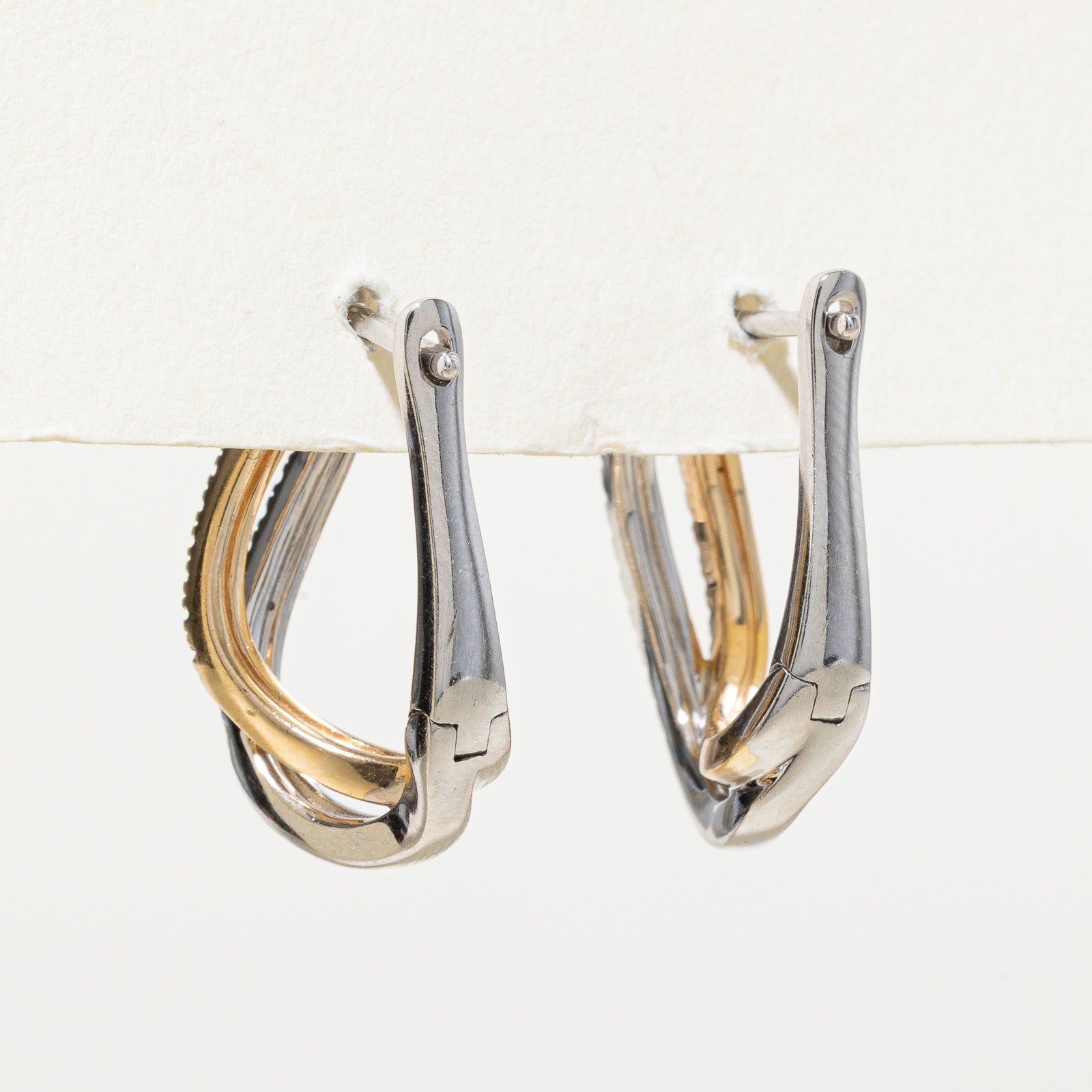 14K Two Tone Gold Diamond Double Hoop Earrings - 0.27ctw Genuine Diamond Jewelry for Women | Perfect for Weddings, Parties & Everyday Elegance