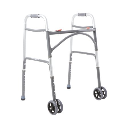 Adjustable Bariatric Folding Walker with Steel Frame - 500 lbs Weight Capacity, 32-39 Inch Height (McKesson 146 10220 2WW) - Ideal for Elderly Mobility & Post-Surgery Recovery at Home