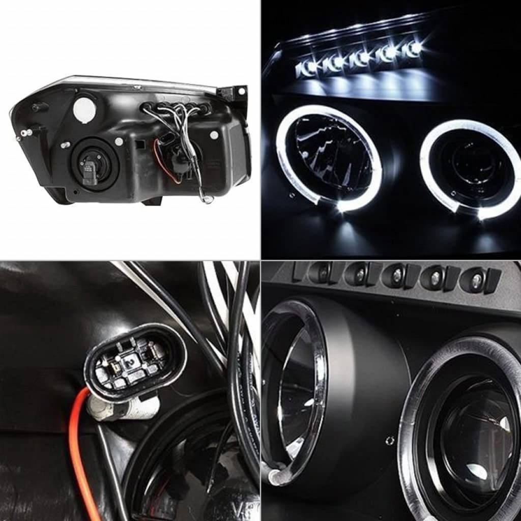 2005-2007 Dodge Magnum Spyder Projector Headlights - LED Halo Black Housing Headlamp Assembly Pair (5009876) | High Performance Lighting for Night Driving & Custom Car Upgrades