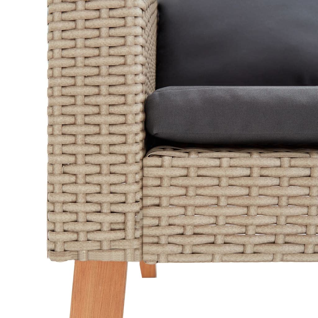 Outdoor Patio Furniture Set - 3-Piece Sectional Sofa with Cushions, Poly Rattan Beige - Perfect for Garden, Backyard, and Poolside Relaxation