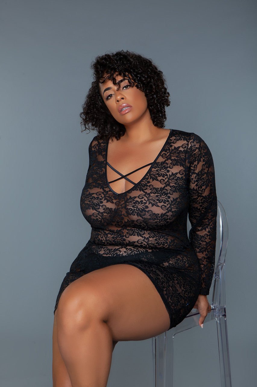 BeWicked Women's Sexy Lingerie Chemise Nightgown - Sheer Mesh Babydoll with Lace Trim for Valentine's Day & Romantic Nights (Style 2247P) | Perfect for Boudoir Photography, Anniversary Gifts & Honeymoon Nights