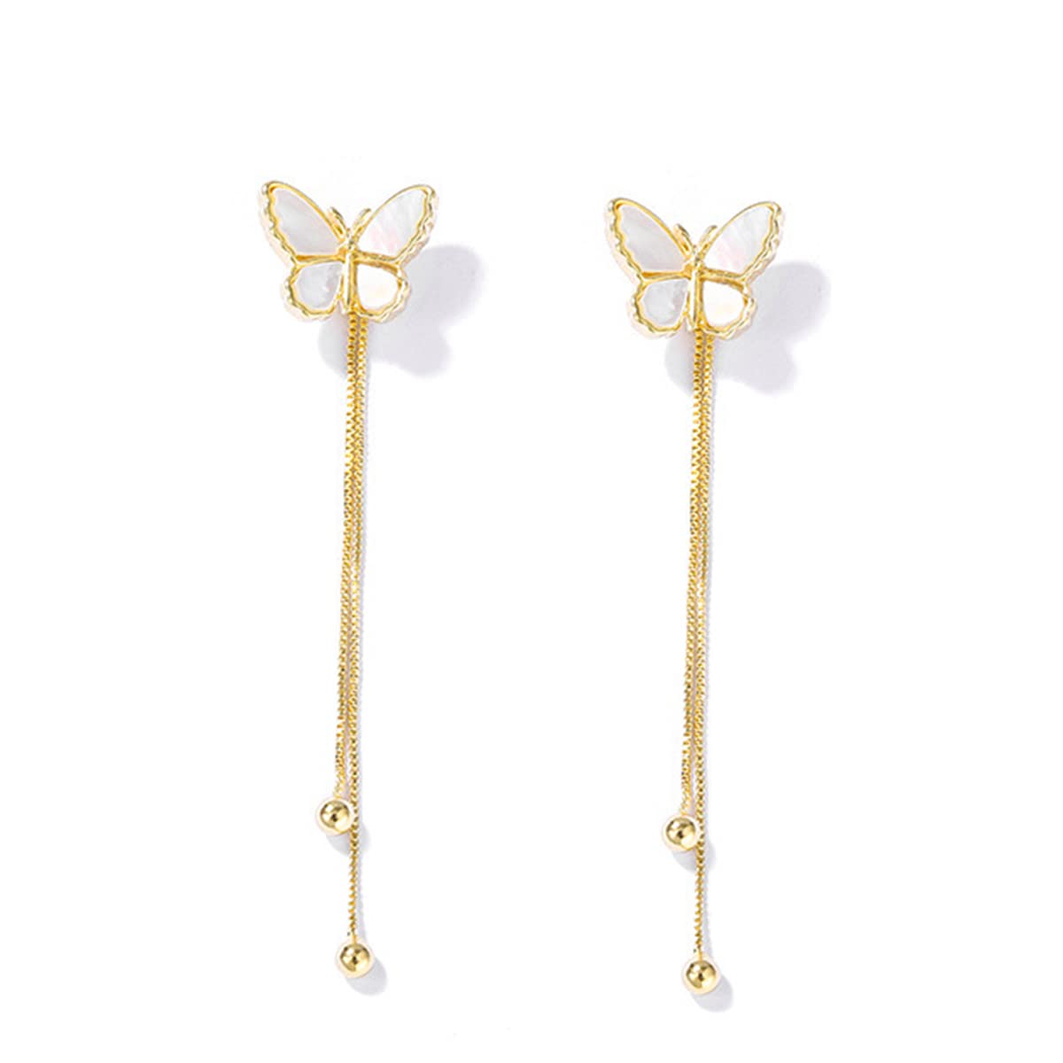 18K Gold Plated Dainty Vivid Butterfly Tassel Earrings with CZ Stones - 3D Drop Dangle Earrings for Women & Girls - Perfect for Parties, Weddings & Everyday Elegance