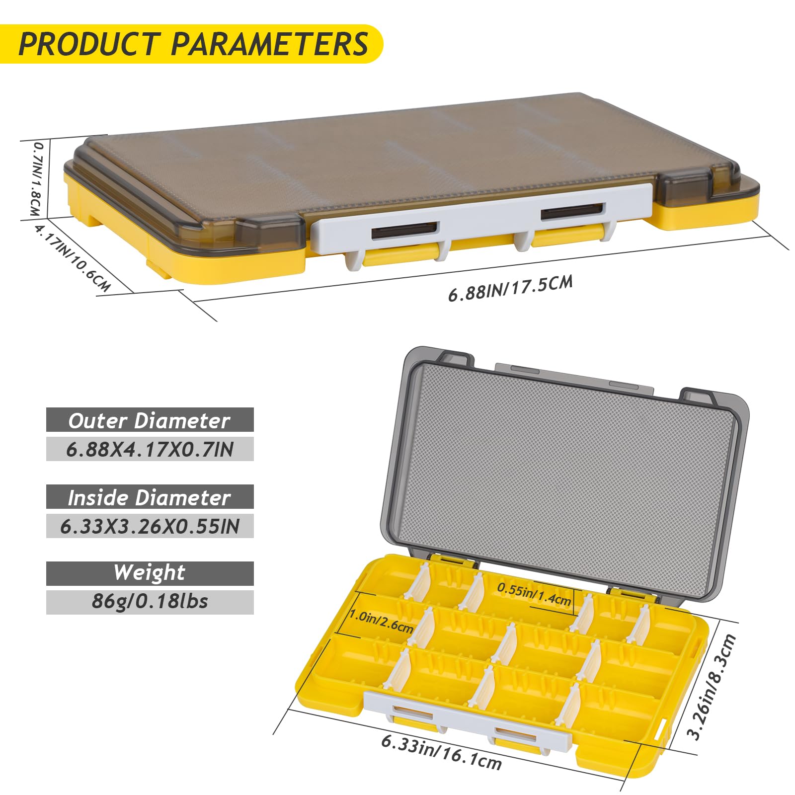 **QualyQualy 2-Pack Small Fishing Tackle Box Organizer with Removable Dividers – Durable Plastic Storage Box for Fishing Gear (Yellow) – Perfect for Anglers, Camping & Outdoor Adventures**
