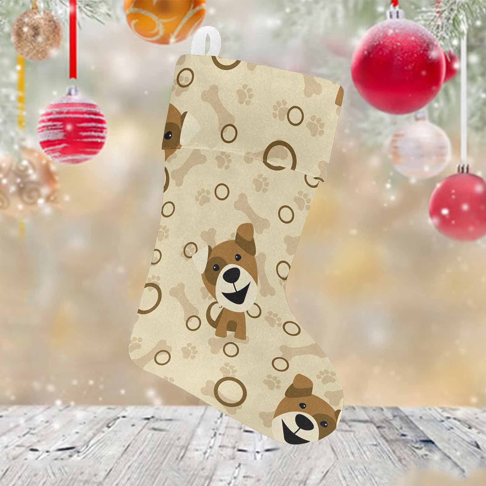 InterestPrint Dog & Bone Christmas Socks - Festive Holiday Decorations & Party Accessory Gift Bags (1-Piece) - Perfect for Xmas Stocking Stuffers, Secret Santa Gifts & Pet Lover Presents