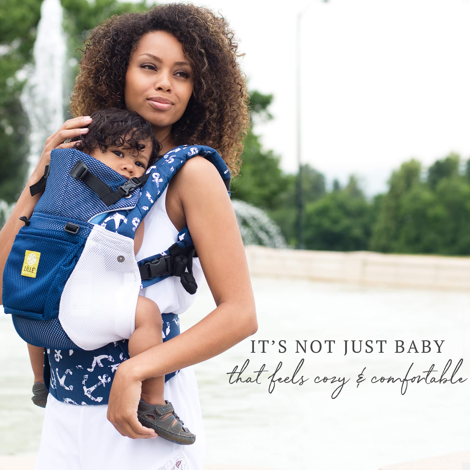 LÍLLÉbaby Complete Airflow Ergonomic 6-in-1 Baby Carrier for Newborn to Toddler (7-45 lbs) - 360° Adjustable, Inward & Outward Facing with Lumbar Support - Breathable Mesh for Comfort - Perfect for Hiking, Shopping & Daily Use (Blue)