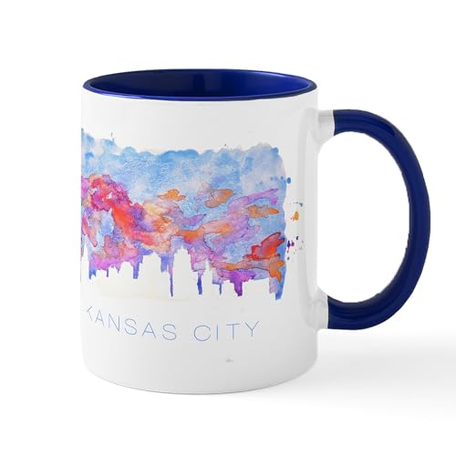 White/Navy Inside - Kansas City Skyline Watercolor Mugs