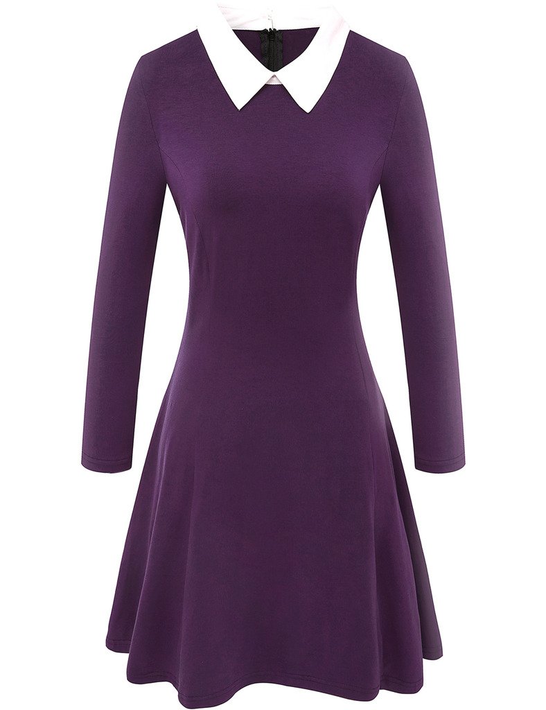 Aphratti Women's Long Sleeve Fall Dresses 2025 - Casual Peter Pan Collar A-Line Fit & Flare Skater Goth Dress for Autumn, Halloween, Party & Daily Wear