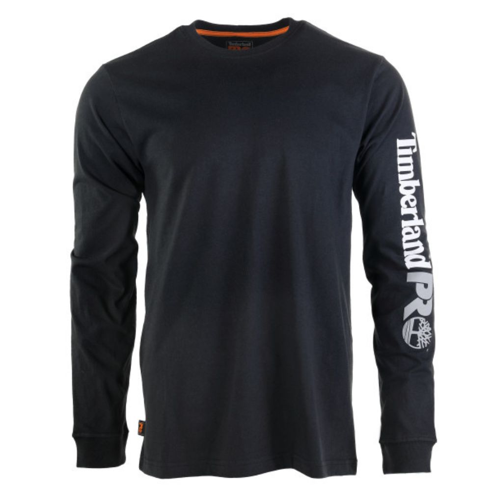 Timberland PRO Men's Core Logo Long Sleeve T-Shirt - Black | Durable Workwear & Casual Shirt for Construction, Outdoor & Everyday Wear