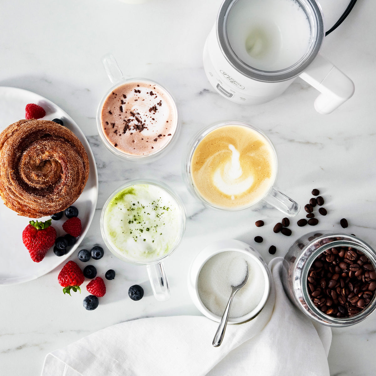 GreenLife Electric Milk Frother - Handheld Automatic Foam Maker for Coffee, Latte & Cappuccino - Perfect for Home, Office & Cafe Use - White