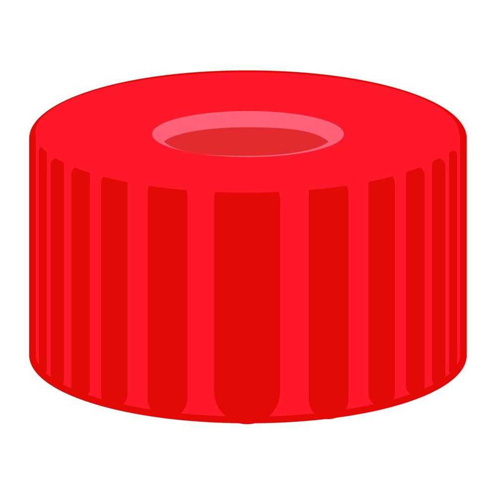 MACHEREY-NAGEL 702081 Polypropylene Screw Neck Closure with Red Rubber/FEP Liner - 1.0mm Hole Diameter (Pack of 100) - Ideal for Laboratory Sample Storage & Chemical Containers