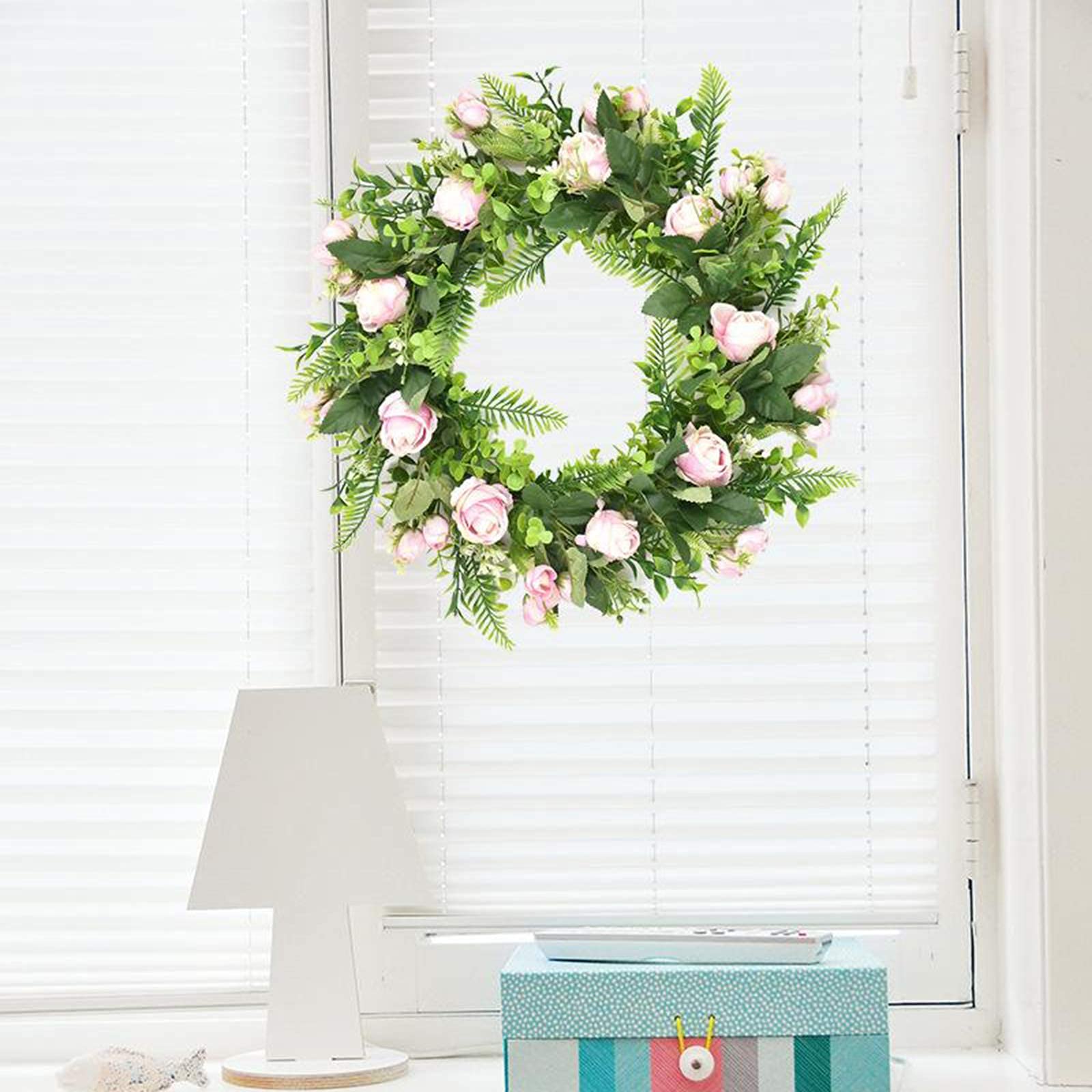 Handmade Artificial Daisy Rose Flower Garland Wreath - Pink Rose for Home Decor, Patio, Wedding, Birthday Party | Perfect for Wall Hanging, Door Decor, and Table Centerpieces