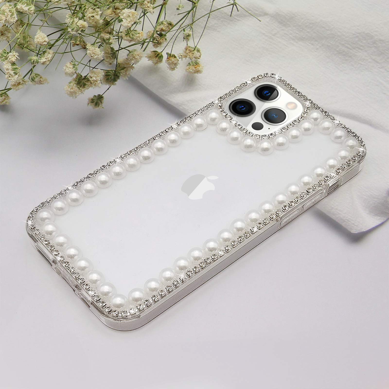 Luxury Rhinestone Bling Diamond Pearl Case for iPhone 12 Pro Max 6.7