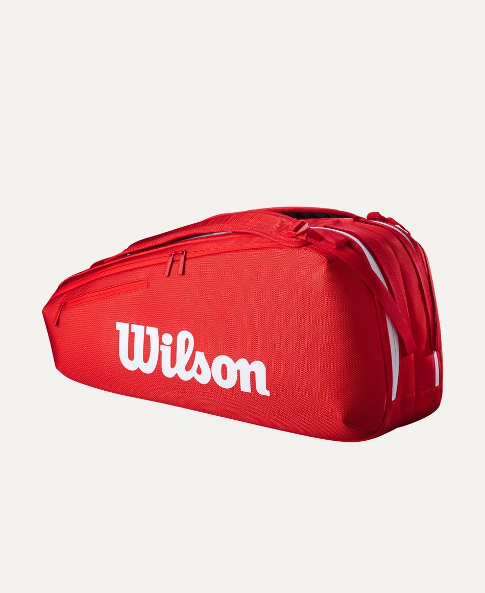 Wilson Super Tour 6-Pack Tennis Bag (2025) - Durable Red Tennis Backpack for Men & Women - Perfect for Tennis Tournaments, Practice & Gym Storage