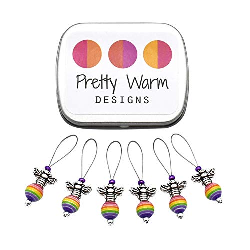 Bee Snag Free Knitting Stitch Markers Set with Storage Case - Perfect Gift for Knitters & Crocheters - Great for Yarn Projects, Sweater Making, and DIY Crafts by Pretty Warm Designs