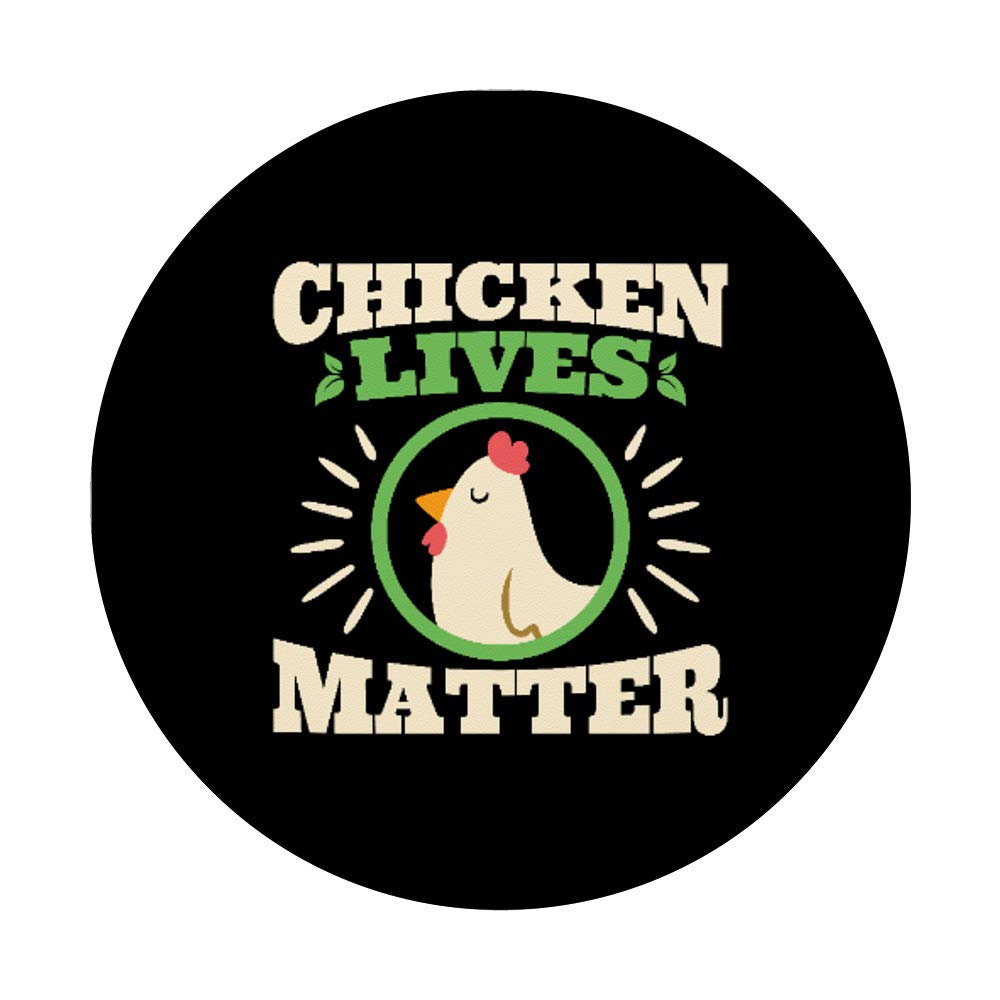 Funny Vegan Animal Lover 'Chicken Lives Matter' PopSockets Phone Grip & Stand - Perfect for Vegetarians, iPhone & Tablet Users (Kitchen, Office, Travel Use)
