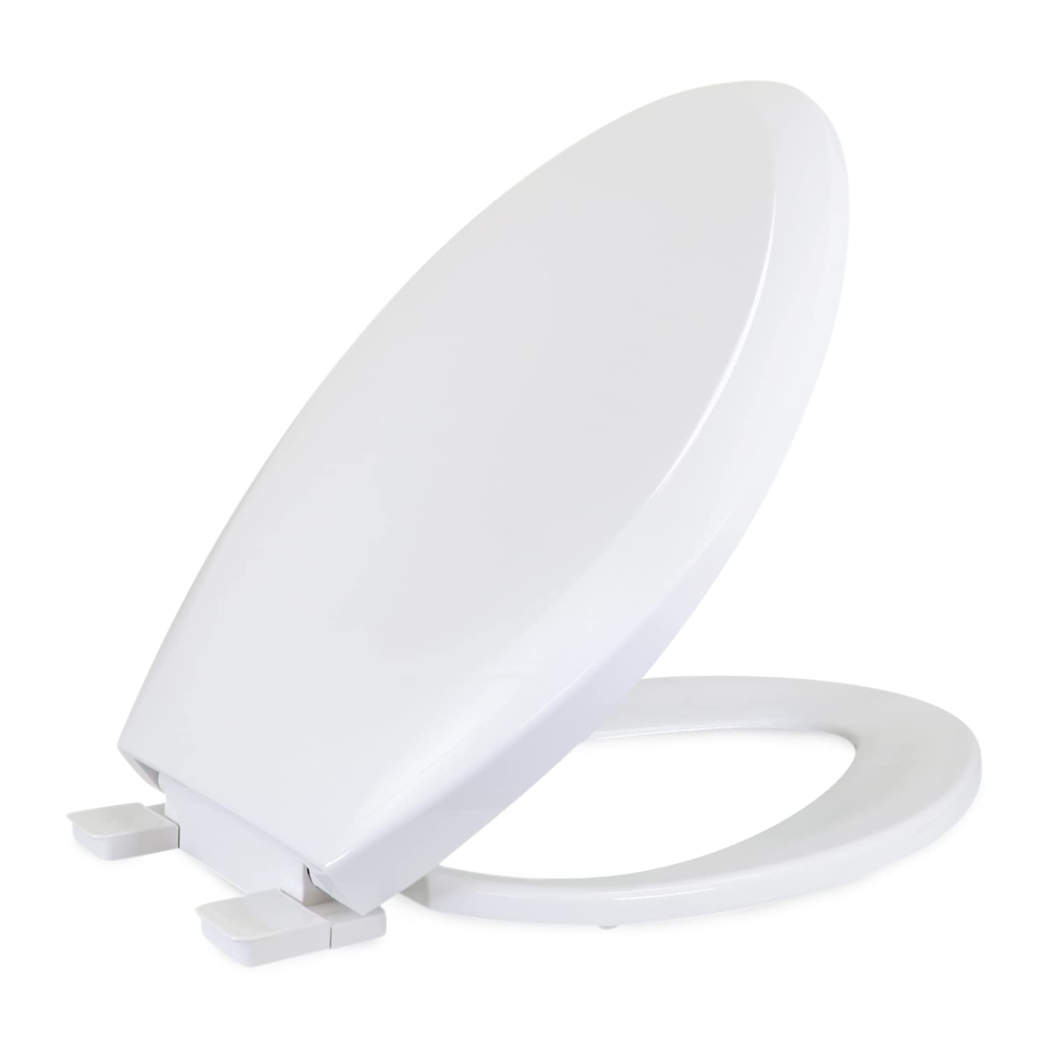W4TSPE Elongated Plastic Toilet Seat with Slow Close Hinge - Easy to Remove & Install, White - Perfect for Bathroom Upgrade & Home Renovation