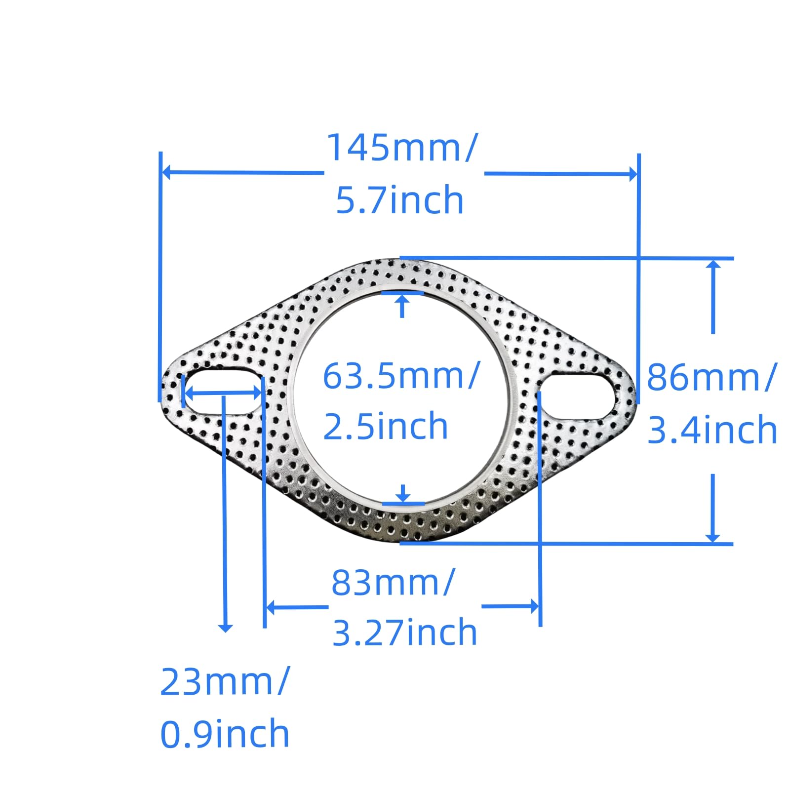 High-Temperature Exhaust Donut Gaskets 3-Pack - Fireproof Flange Gaskets with 2 Bolt Holes (2