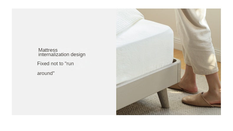 Premium Oak Solid Wood Piano Key Bed Frame with High-Tech Fabric Upholstery – Perfect for Modern Bedrooms, Guest Rooms & Luxury Home Decor