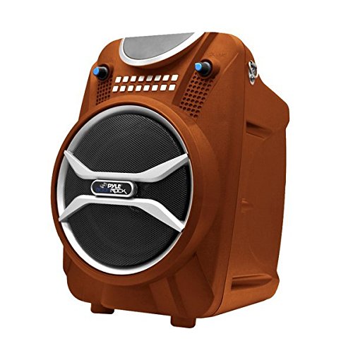 Pyle PWMAB210OR 200W Portable Wireless PA Speaker System with Bluetooth, MP3, USB, Micro SD, FM Radio & AUX - Rechargeable Battery Powered Sound Speaker & Microphone Set for Outdoor DJ Party, Karaoke, Events, Camping & Backyard Gatherings (Orange)