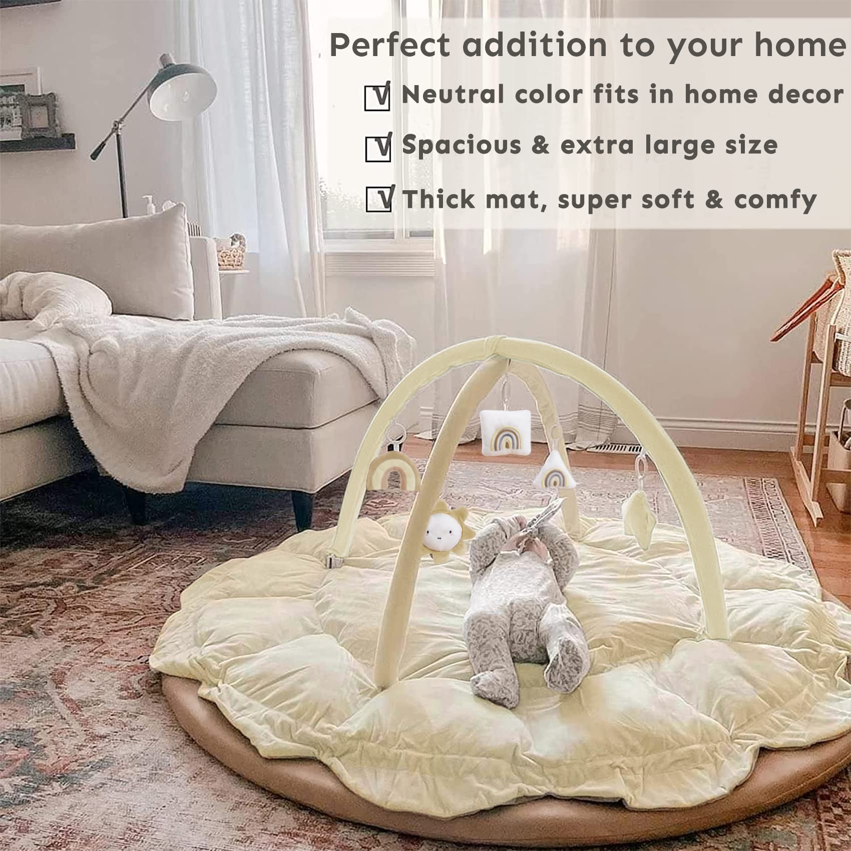 5-in-1 Baby Play Gym & Mat with Toys - for Tummy Time & Toddler Play