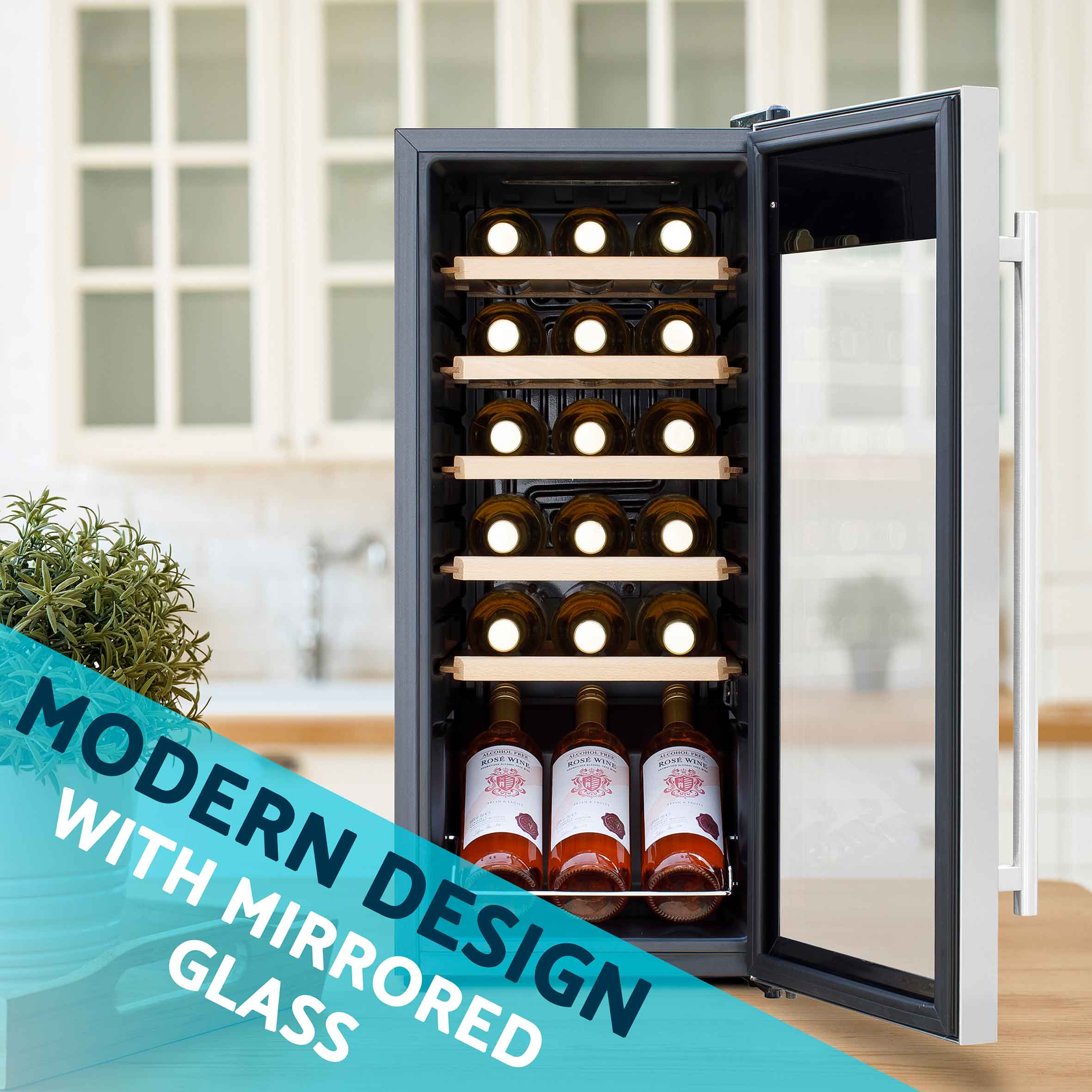 Baridi 18 Bottle Dual Zone Wine Cooler Refrigerator - Touch Screen Control, LED Lighting, Stainless Steel Design - Perfect for Home Bars, Restaurants, and Wine Cellars
