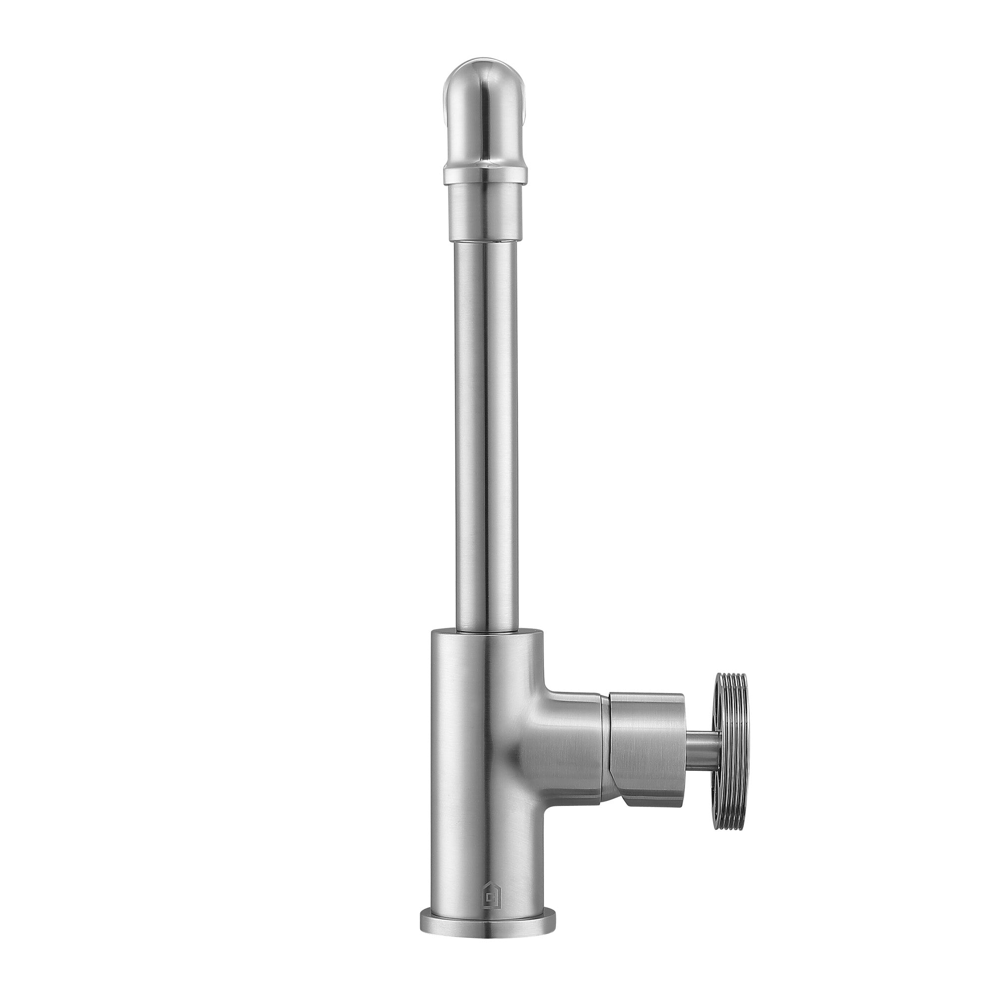 Ancona Urban Round Wheel Handle 1 Hole Bathroom Faucet in Brushed Nickel Finish - Modern Single Handle Bath Sink Faucet for Bathroom Vanity, Powder Room & Guest Bath Installation
