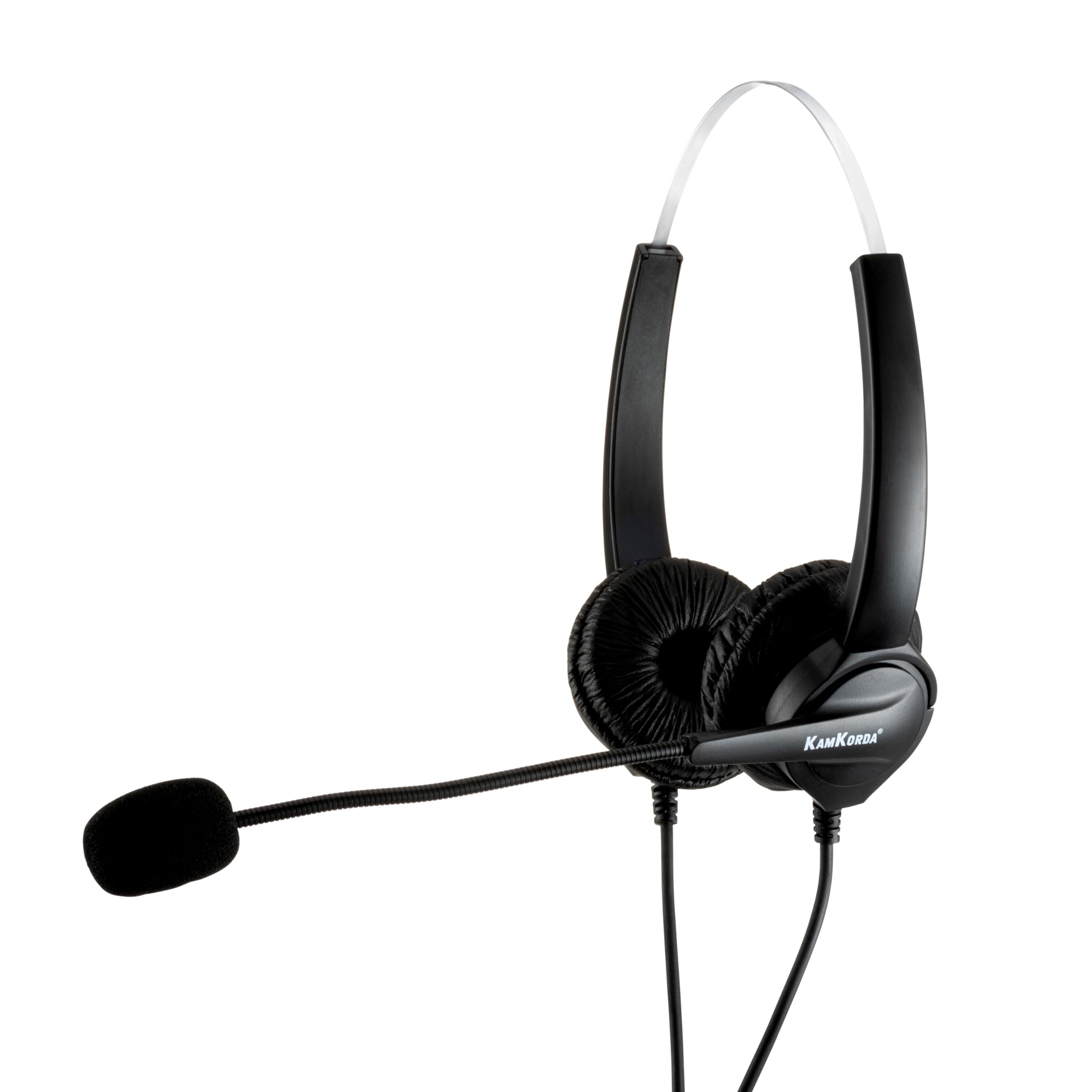 KamKorda USB Computer Headset with Noise Cancelling Microphone - Professional Office Headset for Teams Meetings, Remote Work, Call Centers & Home Office | Perfect for Video Conferencing, Online Classes & Customer Support