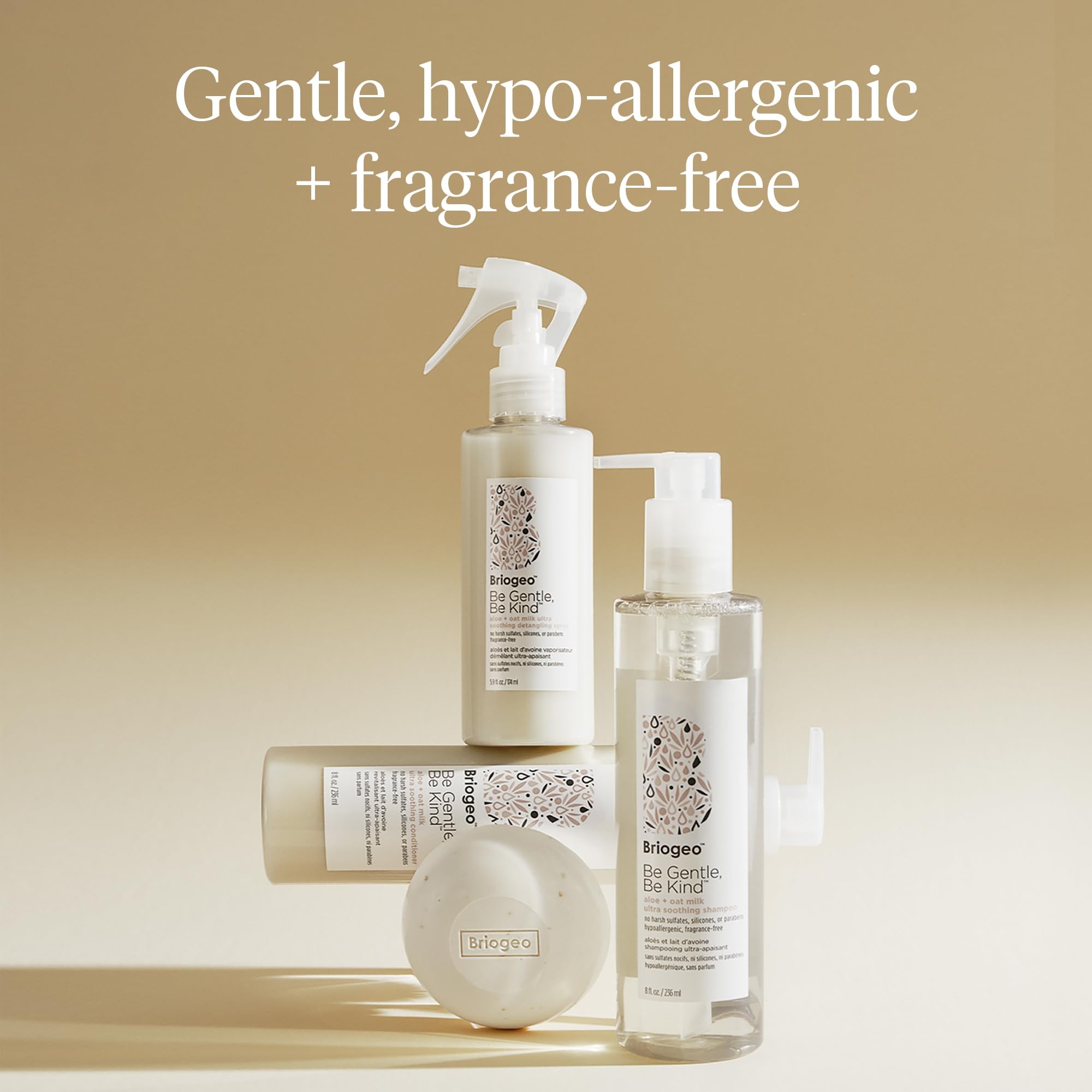 Briogeo Be Gentle Be Kind Aloe + Oat Milk Ultra Soothing Shampoo - Hypoallergenic, Fragrance Free, Vegan & Cruelty-Free (8 fl oz) | Dermatologist Approved for Sensitive Scalp & Dry Hair - Perfect for Daily Use & Post-Treatment Care