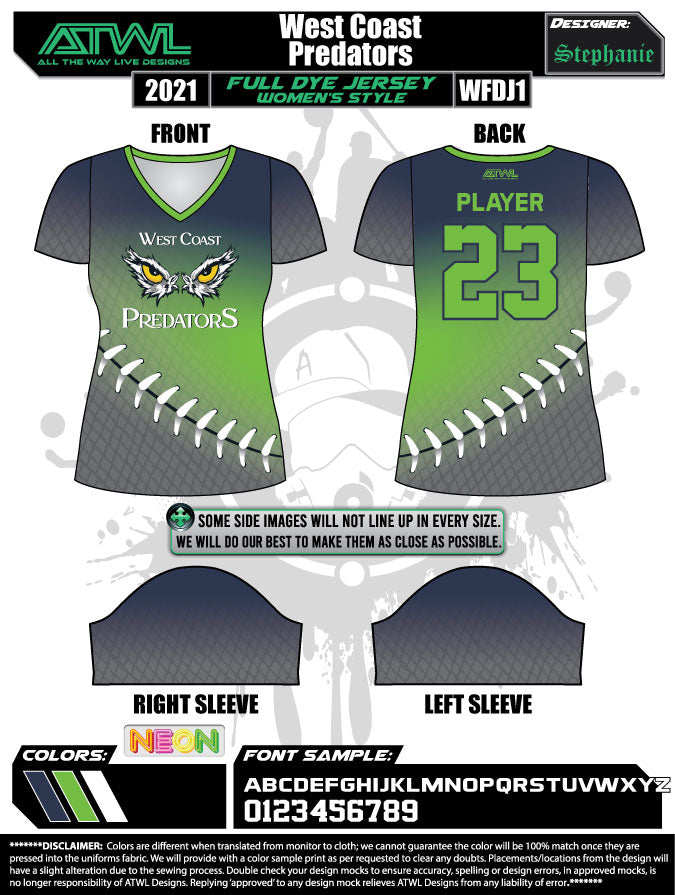 WC Predators Fade Women's Full Dye Lacrosse Jersey - Breathable & Comfortable for Games & Practice - Perfect for Lacrosse Players & Fans