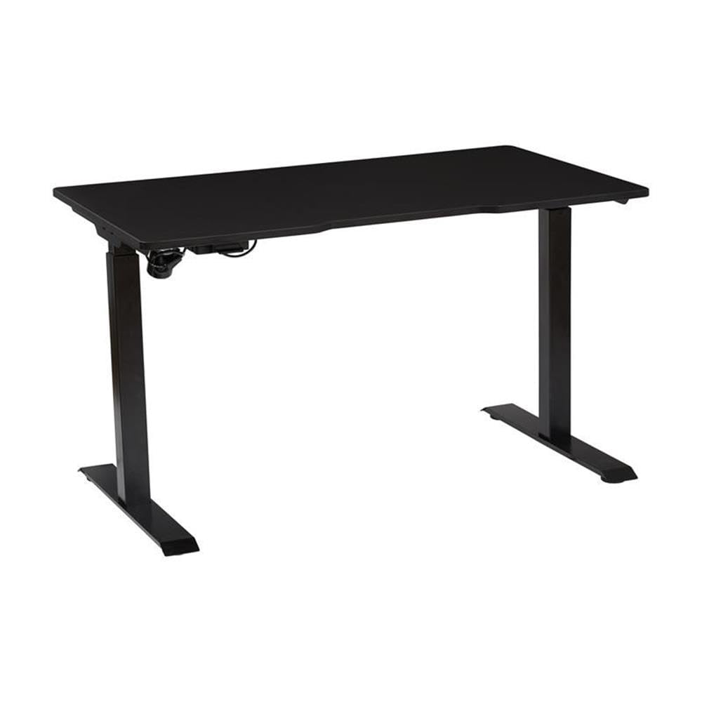 Pemberly Row Electric Height Adjustable Standing Desk - Black Eco Wood Finish - Ergonomic Home Office Desk for Work from Home & Gaming Setup