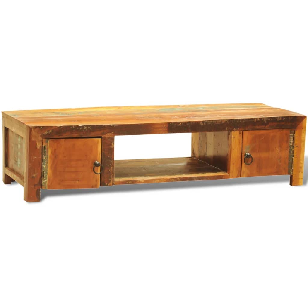 Rustic Reclaimed Wood TV Stand with 2 Doors - Vintage Style Entertainment Center for Living Room, Bedroom & Home Theater