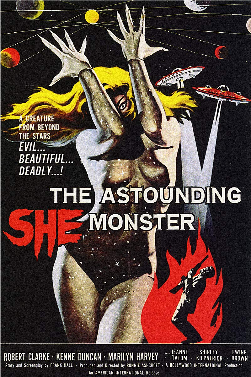 The Astounding She Monster Vintage Sci-Fi Horror Movie Poster - Premium Canvas Print Artwork for Home Theater, Man Cave & Collector's Display