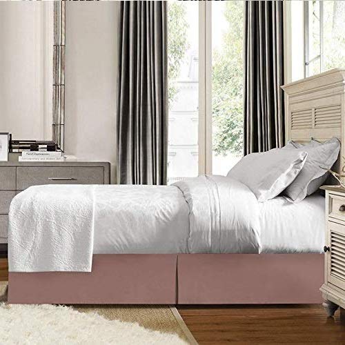 California King Split Corner Bed Skirt - 72'' x 84'' Easy Fit Mauve Tailored Drop Skirt with 19'' Brushed Egyptian Cotton - Perfect for Luxury Bedrooms & Guest Room Decor