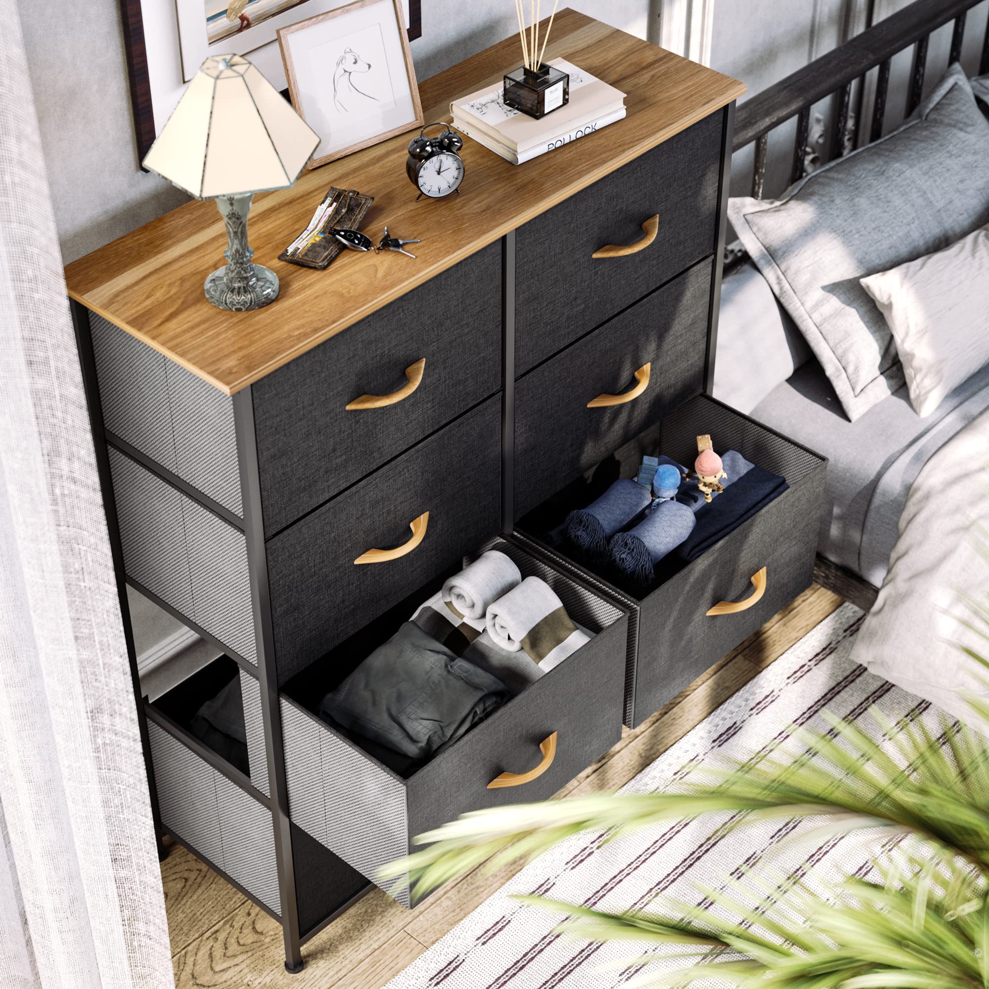 YITAHOME 8-Drawer Fabric Dresser Storage Tower - Sturdy Steel Frame & Wooden Top Organizer for Bedroom, Living Room, Hallway - Easy Pull Fabric Bins for Clothes, Toys, Blankets & Home Organization