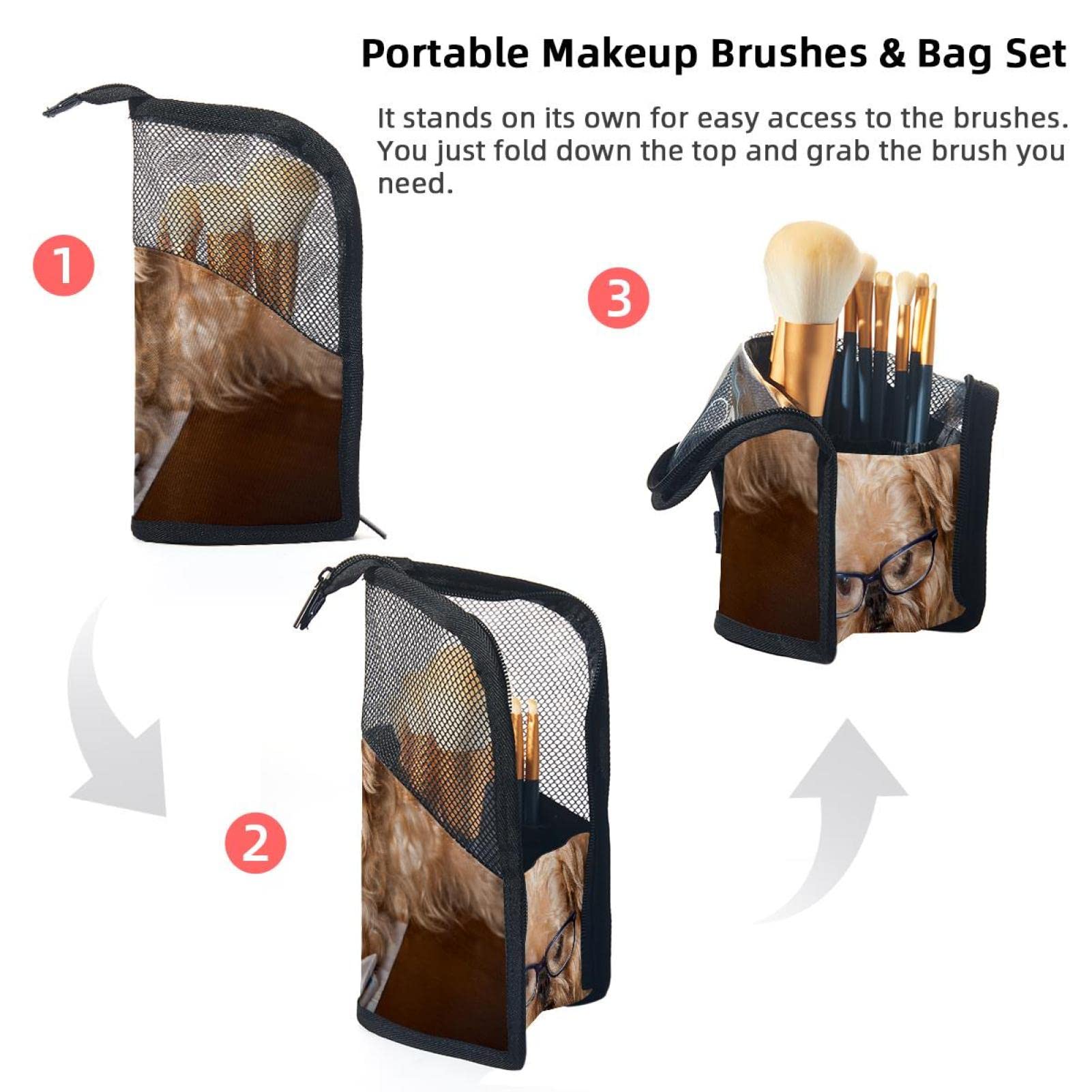 12-Piece Makeup Brush Organizer Bag with Portable Case - Waterproof Cosmetic Brush Holder for Travel & Home Storage - Perfect for Makeup Artists & Beauty Enthusiasts