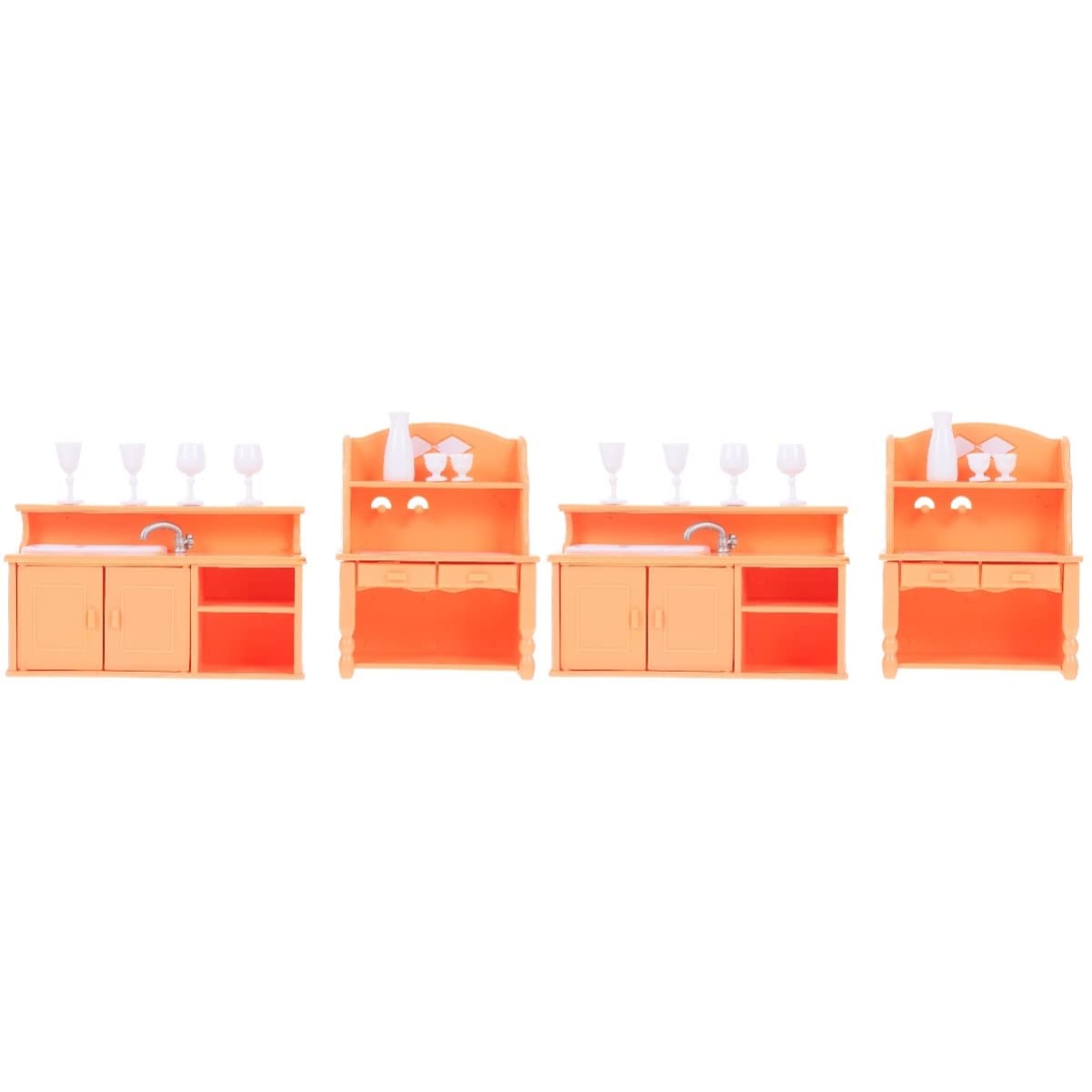 HANABASS 2-Piece Miniature Kitchen Cabinet Set - Wooden Mini Furniture for Dollhouse, Model Kitchens & Home Decor - Perfect for DIY Projects, Collectibles & Room Display
