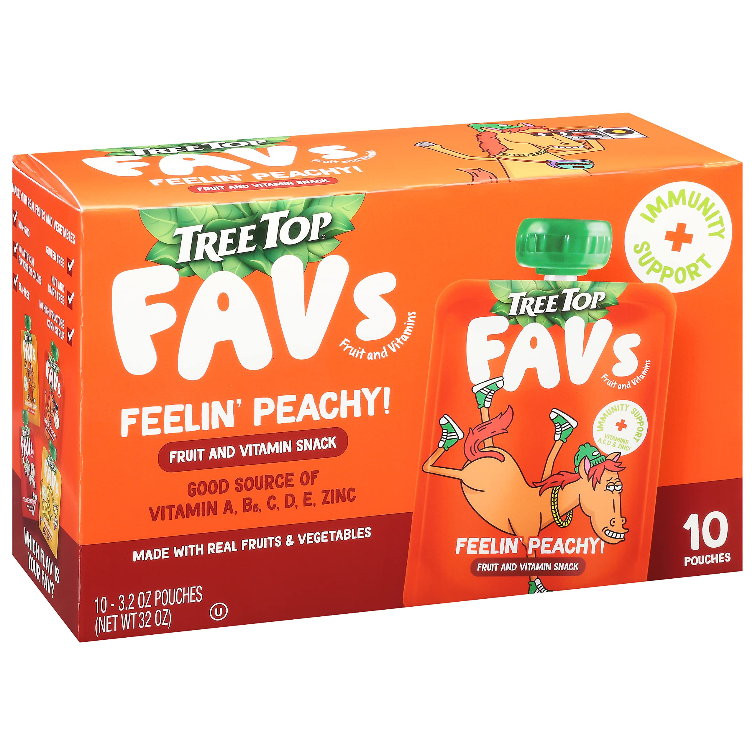 Organic Tree Top Peach Fruit Pouches, 3.2 oz (Pack of 10) | Healthy Kids Snacks, Lunch Box Treats & On-the-Go Fruit Puree for Toddlers