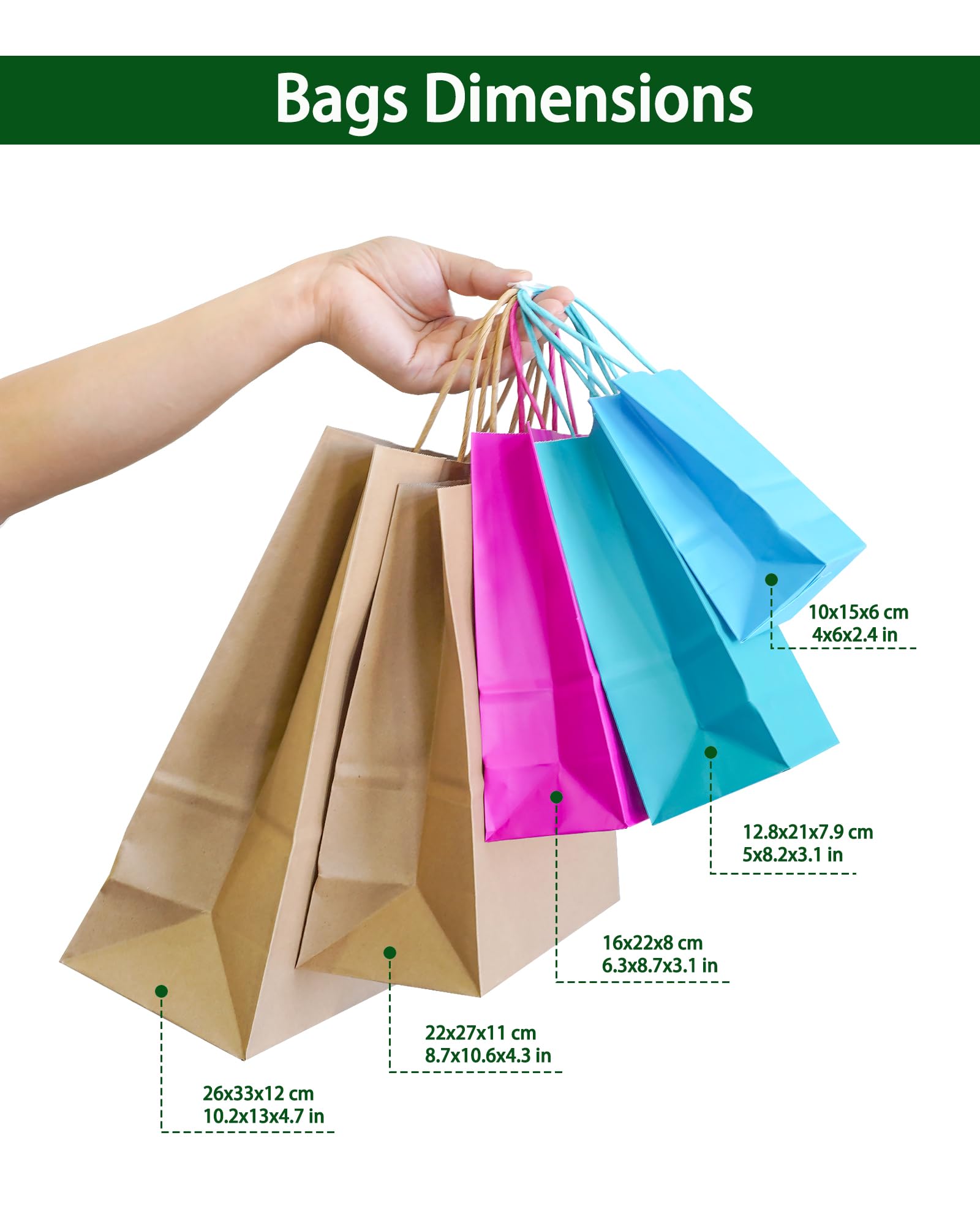 AZOWA 12-Pack Mini Small Kraft Paper Gift Bags with Handles - 4 x 2.4 x 6 Inches, Pink - Perfect for Party Favors, Wedding Decorations, Birthday Gifts & Craft Packaging