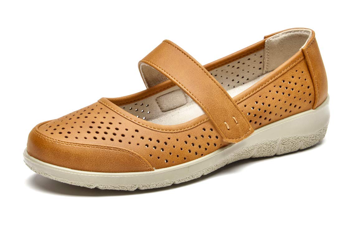 VJH Comfort Women's Mary Jane Flats - Breathable Slip-On Orthotic Walking Shoes for Women | Lightweight Casual Shoes for Work, Travel & Everyday Comfort