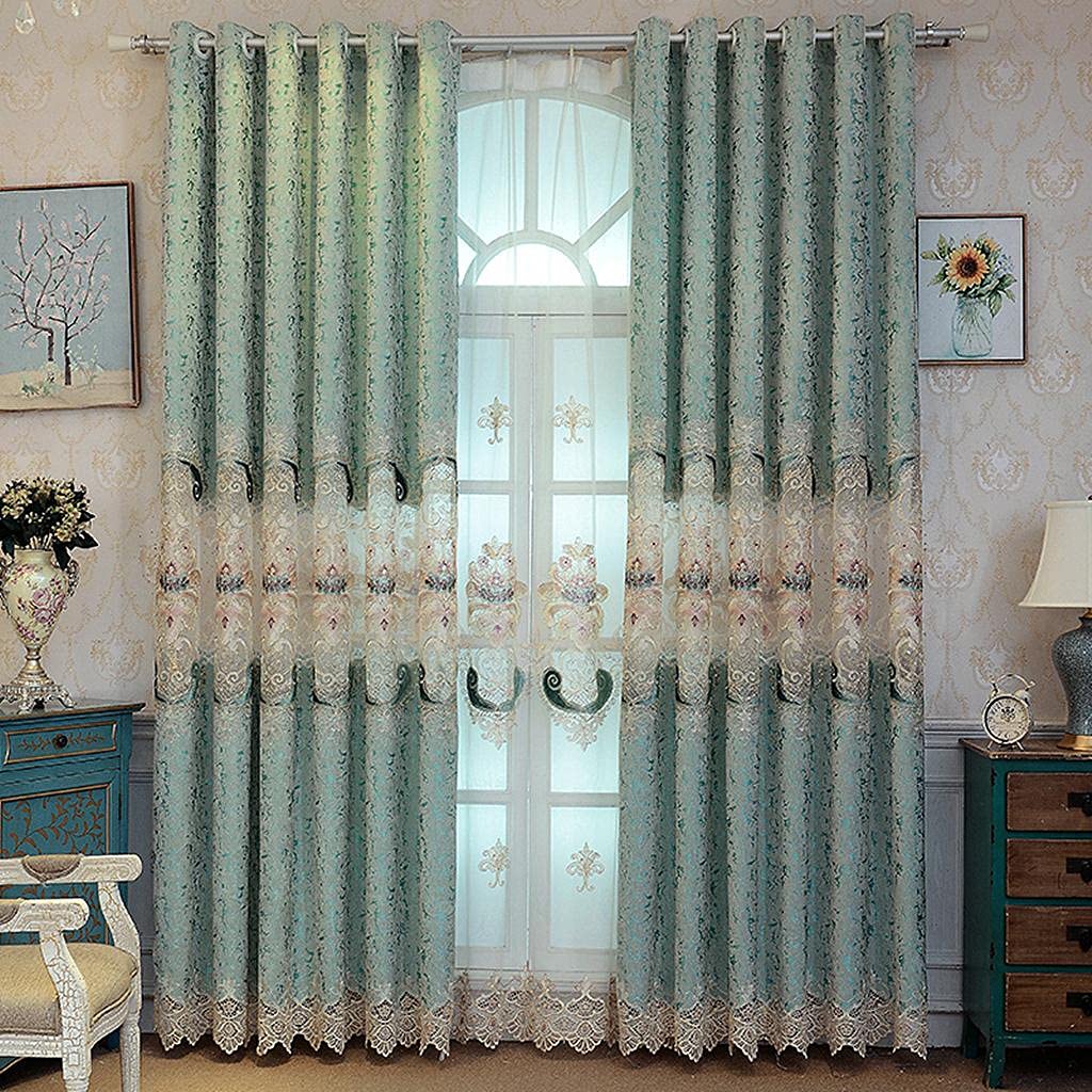 Luxury Blackout Curtains 84 Inches Long - Thermal Insulated Chenille Drapes for Bedroom & Living Room, Set of 2 Panels (52x84 Inch Each) - Elegant Embroidery Design, Noise Reducing & Energy Saving - Perfect for Home Theater, Nursery & Light Sleepers