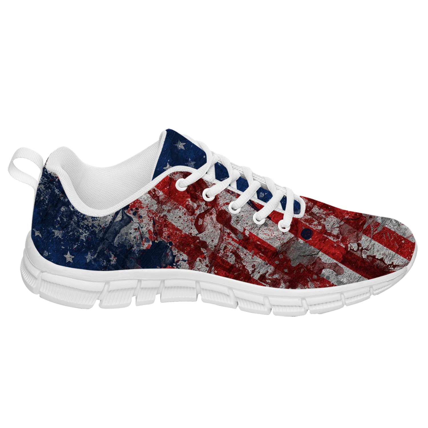 Patriotic American Flag Running Shoes - Lightweight Tennis & Walking Sneakers for Men & Women | Perfect 4th of July Gifts (Men's Size 6, Women's Size 8) | Ideal for Independence Day Celebrations, Casual Outings & Sports Activities