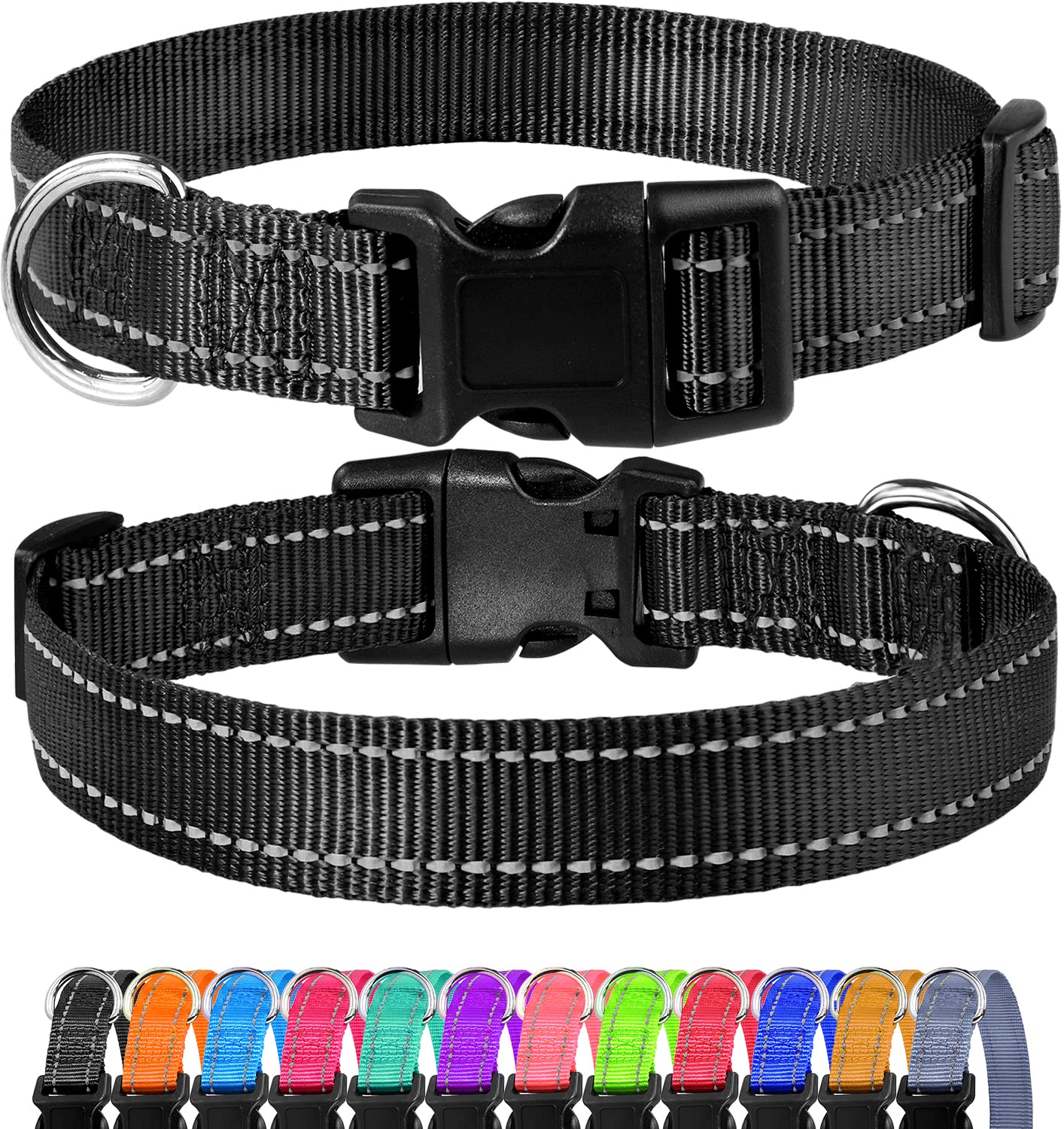 **Reflective Dog Collar for Small Dogs - Adjustable Nylon Puppy Collar with Quick Release Buckle, 5/8